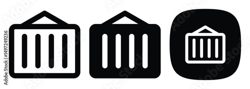 Shipping Container Icons Set, Outline, Solid, Glyph Styles Vector