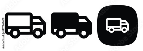 Truck Delivery Icons Set, Outline, Solid, Glyph Styles Vector
