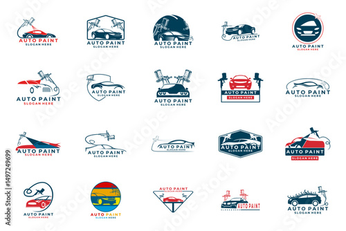 Set of Car Paint logo design vector template. Car Painting logo design collections
