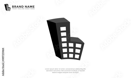 L Building Logo. Minimalist logo featuring skyscraper integrated with letter L. Ideal for real estate, architecture, technology, and modern businesses seeking a strong and memorable visual identity.