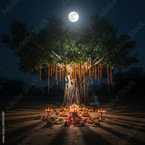 Night Puja Ceremony under B...