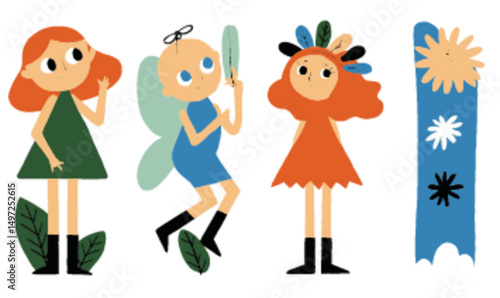 Whimsical Vector Illustrations of Characters and Nature Elements