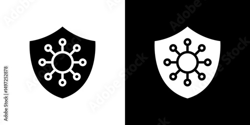 Virus protection shield icon Vector in flat style. Collection silhouettes