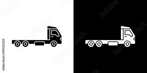 Truck container empty icon Vector in flat style. Collection silhouettes