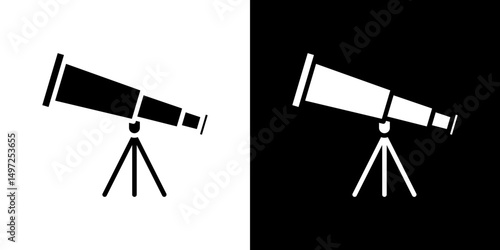 Telescope icon Vector in flat style. Collection silhouettes