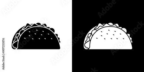 Taco icon Vector in flat style. Collection silhouettes