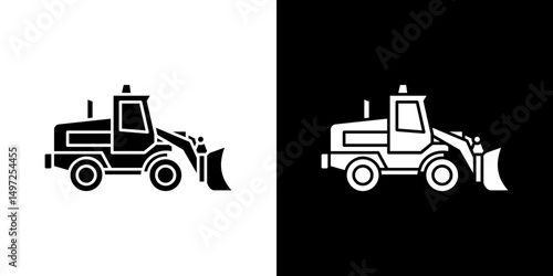 Snowplow icon Vector in flat style. Collection silhouettes