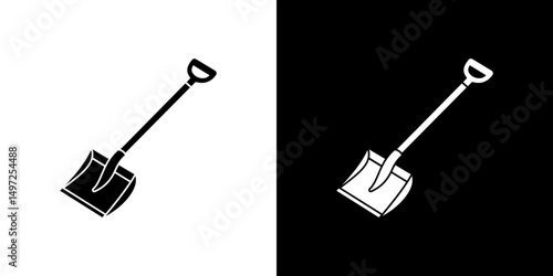 Snow shovel icon Vector in flat style. Collection silhouettes