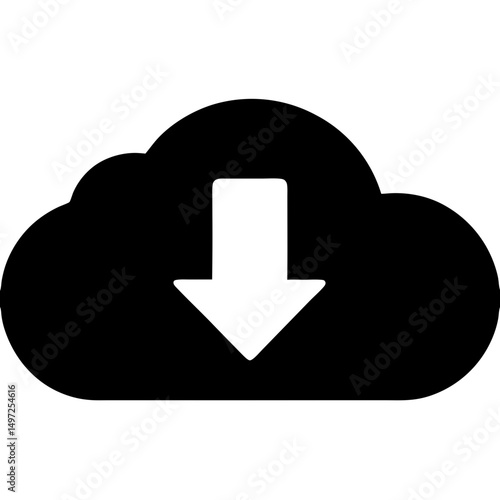 Cloud Download Icon Black White Simple