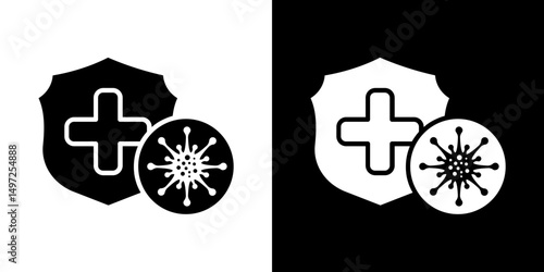 Shield virus icon Vector in flat style. Collection silhouettes