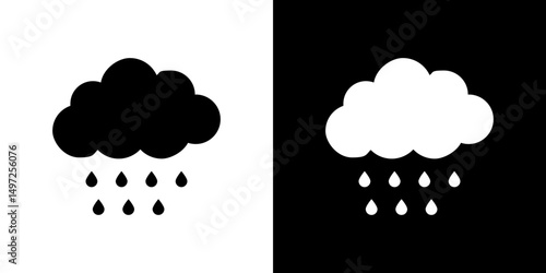 Rain icon Vector in flat style. Collection silhouettes
