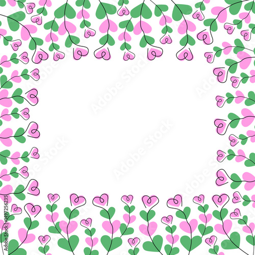 Heart Shaped Floral square Frame Border Copy space Template Springtime Greeting Colorful Design idea