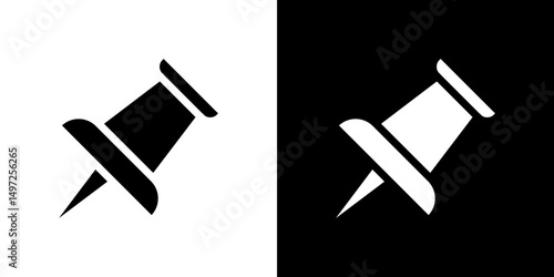 Push pin icon Vector in flat style. Collection silhouettes