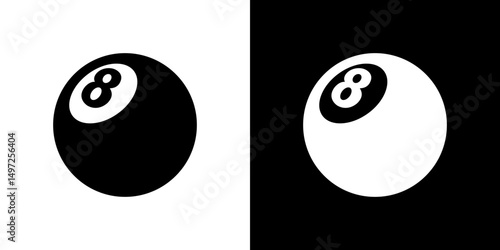 Pool 8 ball icon Vector in flat style. Collection silhouettes