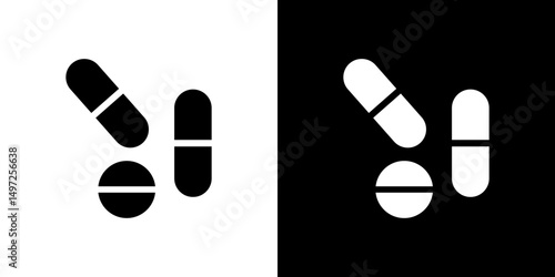 Pills icon Vector in flat style. Collection silhouettes