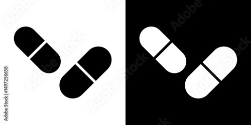 Pill icon Vector in flat style. Collection silhouettes