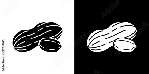 Peanut icon Vector in flat style. Collection silhouettes