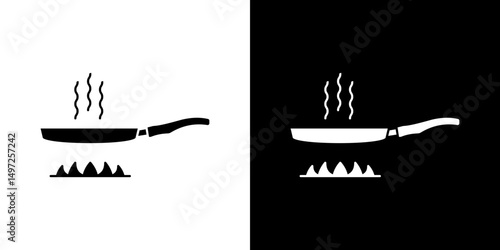 Pan frying icon Vector in flat style. Collection silhouettes