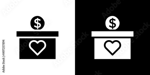 Money donation icon Vector in flat style. Collection silhouettes