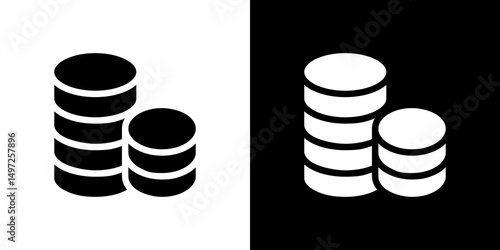 Money coin icon Vector in flat style. Collection silhouettes