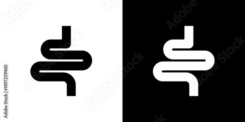 Intestine icon Vector in flat style. Collection silhouettes