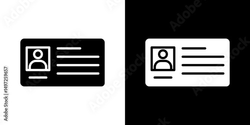 Identity card icon Vector in flat style. Collection silhouettes