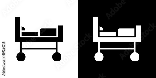 Hospital bed icon Vector in flat style. Collection silhouettes
