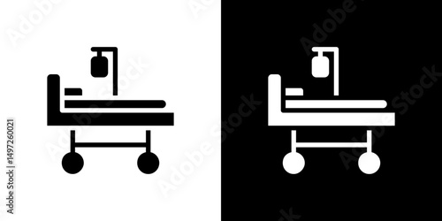 Hospital bed icon Vector in flat style. Collection silhouettes