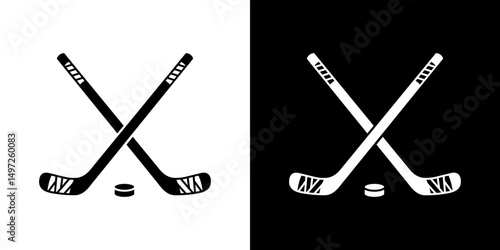 Hockey sticks icon Vector in flat style. Collection silhouettes