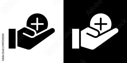 Health insurance icon Vector in flat style. Collection silhouettes