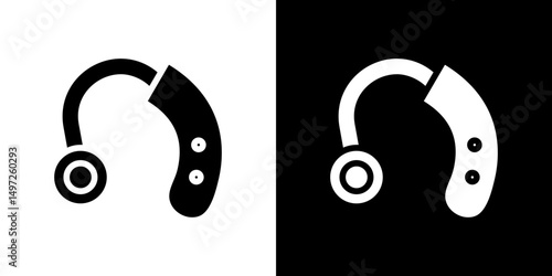Hearing aid icon Vector in flat style. Collection silhouettes