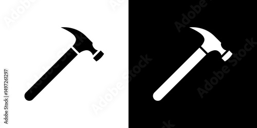 Hammer icon Vector in flat style. Collection silhouettes