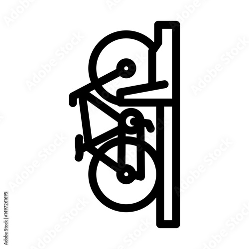 bicycle hanging wall line icon vector illustration