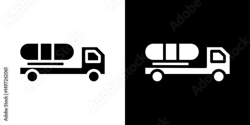 Fuel truck icon Vector in flat style. Collection silhouettes