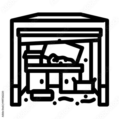 cluttered messy garage line icon vector illustration