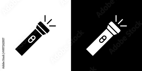 Flashlight icon Vector in flat style. Collection silhouettes