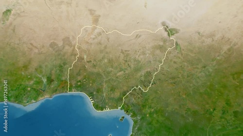 Nigeria map - solid. Border. 