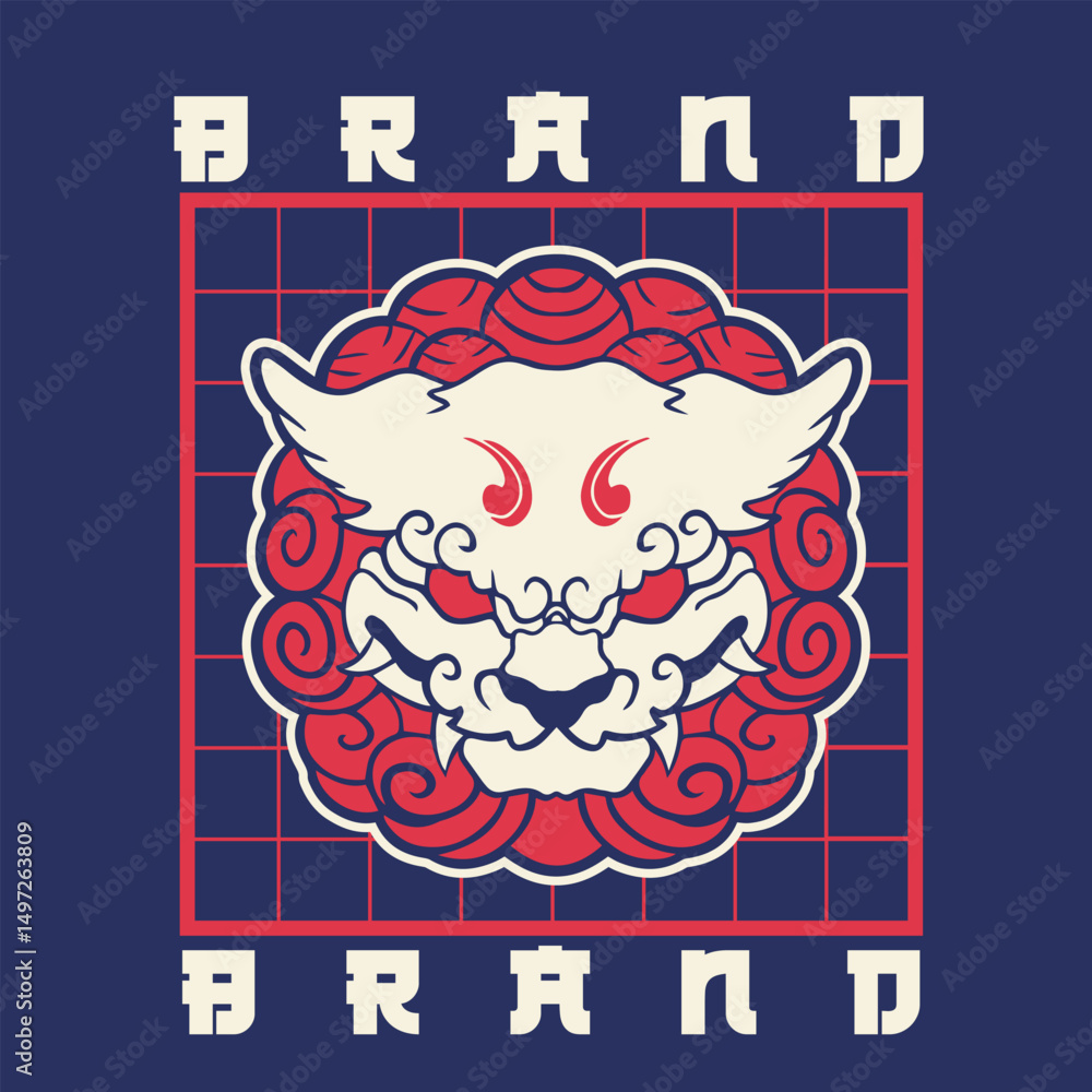 Obraz premium Hand Drawn Foo Dog Illustration Stock Vector 