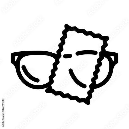 lens cleaning cloth optometry vision line icon vector illustration