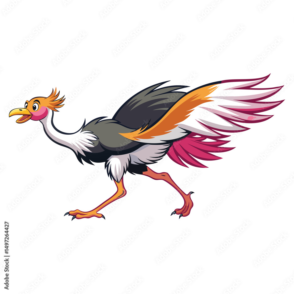 Naklejka premium Ostrich Running Silhouette Illustration