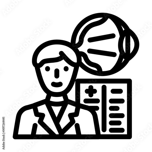 doctor optometry vision eye line icon vector illustration