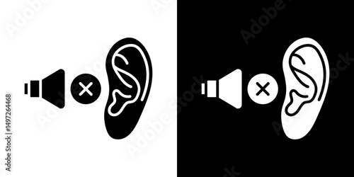 Ear deaf icon Vector in flat style. Collection silhouettes