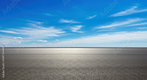 Wallpaper Mural Expansive Empty Asphalt Road Leading Towards a Horizon Under Fluffy White Clouds Torontodigital.ca