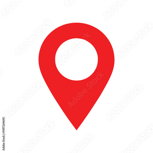 Simple Red Location Pin Icon on White Background. location icon on white background