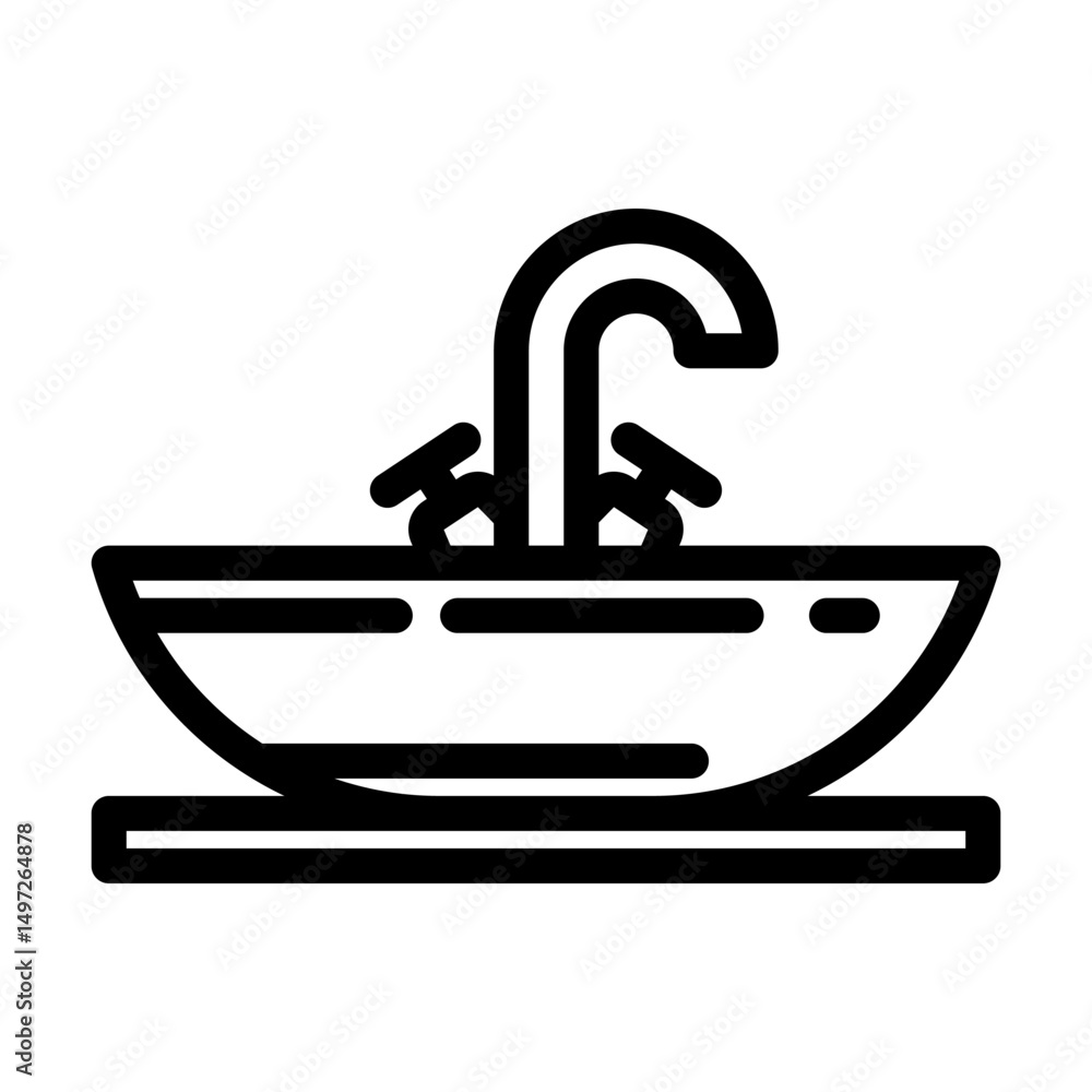 vessel sink line icon vector illustration vessel sink line icon vector illustration