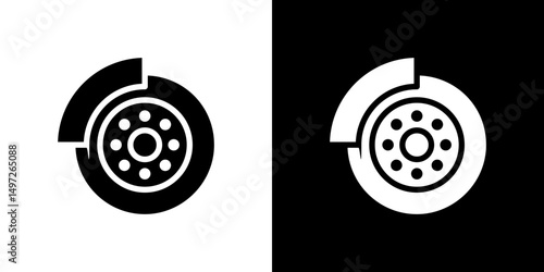 Disk brake icon Vector in flat style. Collection silhouettes