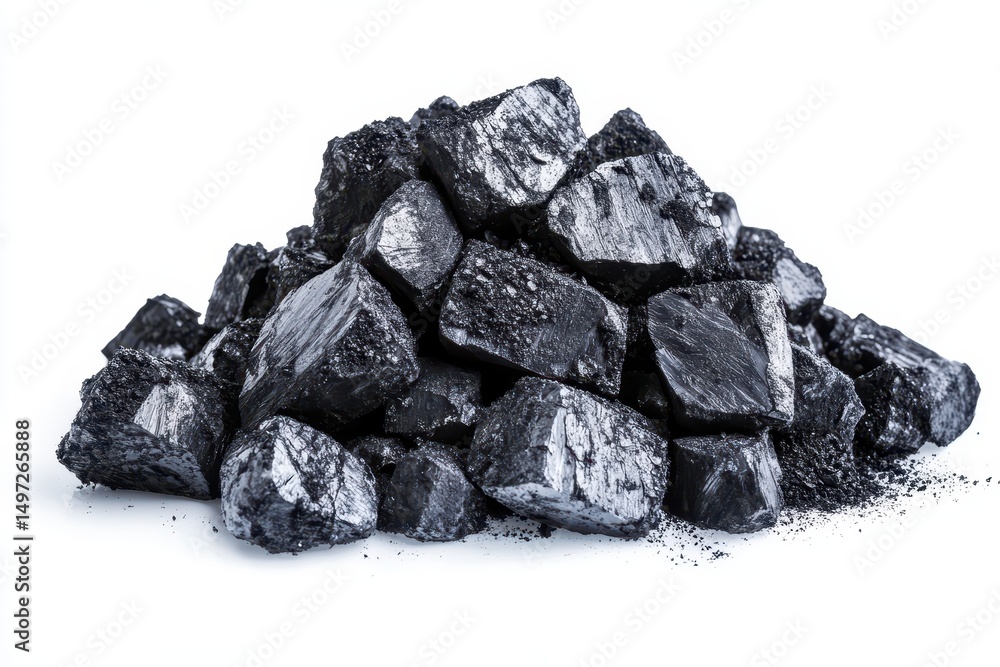 Hard Wood. Dark Burnt Coal Dust Pile on White Background Hard Wood. Dark Burnt Coal Dust Pile on White Background