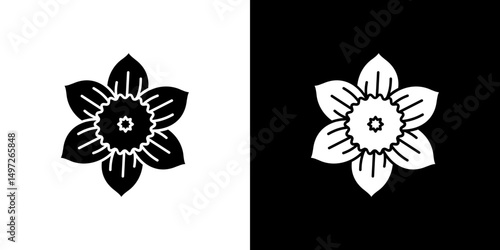 Daffodil Flower icon Vector in flat style. Collection silhouettes