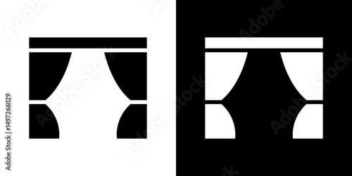 Curtains icon Vector in flat style. Collection silhouettes