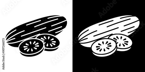 Cucumber icon Vector in flat style. Collection silhouettes